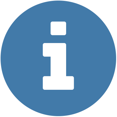 A blue circle with a lowercase letter i inside.