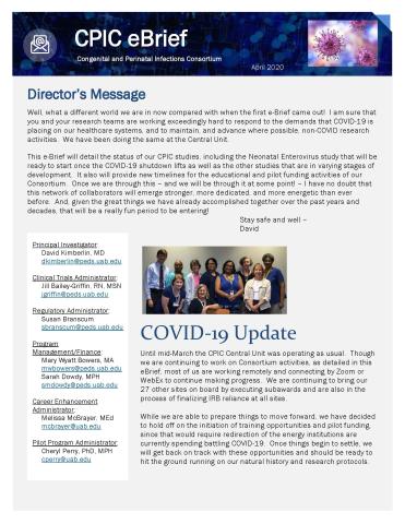The first page of the April 2020 CPIC eBrief