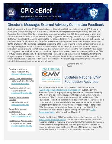 The first page of the April 2022 CPIC eBrief