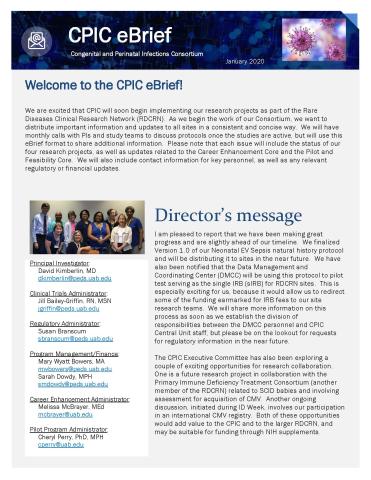 The first page of the January 2020 CPIC eBrief