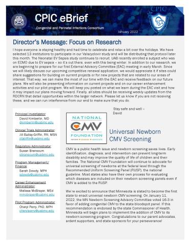 The first page of the January 2022 CPIC eBrief