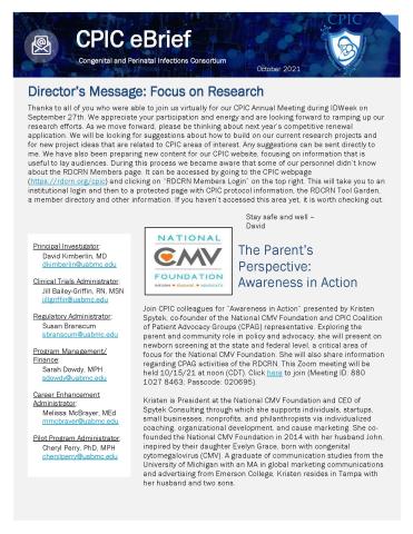 The first page of the October 2021 CPIC eBrief