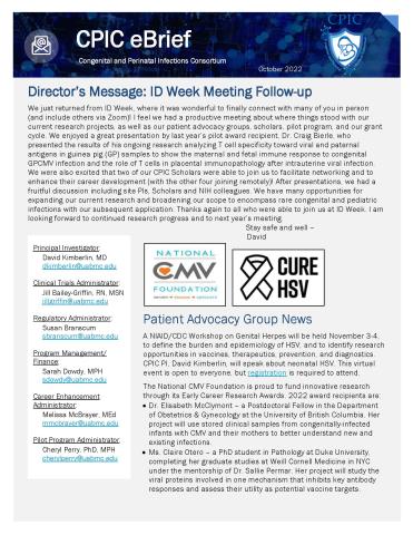 The first page of the October 2022 CPIC eBrief